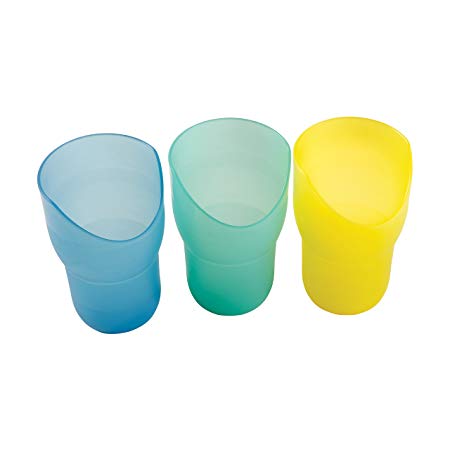 HealthSmart Nosey Drinking Cups Combo Set, 8 ounces, Set of 3, Yellow, Green and Blue