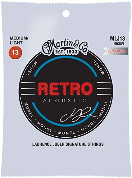 Martin Retro Acoustic MLJ13 Medium/Light-Gauge Guitar Strings, LJ’s Choice, Monel Nickel