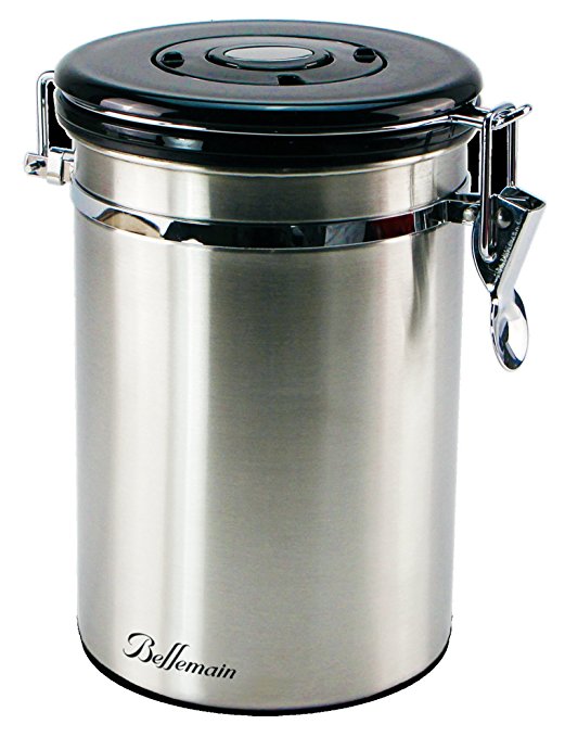 Bellemain Stainless Steel Coffee Canister with CO2 Vents, 1 Lb. Capacity