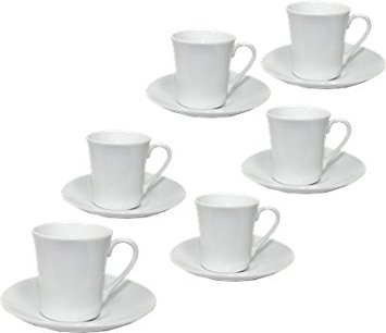 Economy Demitasse Coffee Cups. Set of 6 cups and 6 saucers. 2.5 ounces each
