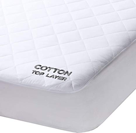 Milddreams Twin Mattress Pad Cotton Cover Size 39x75 inches Stretches to 16 Deep - Fitted Quilted Sheet for Twin Bed, Cotton Cover