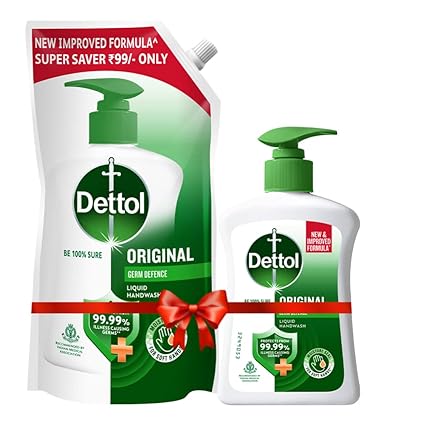 Dettol Liquid Handwash Refill - Original Hand Wash- 675ml and Dettol Liquid Handwash Pump 200ml | Germ Defence Formula | 10x Better Germ Protection