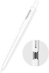 MoKo Holder Case for Apple Pencil (USB-C), Retractable Apple Pencil (USB-C) Case Protective iPad Pencil Sleeve Skin Cover with Sturdy Clip, White