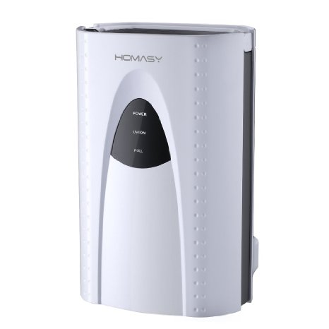 Homasy 2L Thermo-Electric Peltier Dehumidifier Compact with UV Light Quietly Gathers up to 8oz of Water Per Day Great for Smaller Room Basement Attic Stored Boat