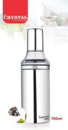 Crystal Stainless Steel Oil Pourer/Dispenser, 750 ml, Silver