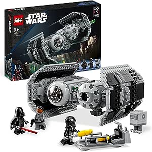 LEGO Star Wars Bombardero Tie Maqueta de Caza Estelar para Construir, Droide Gonk y Minifigura de Darth Vader con Espada Láser de Juguete, Regalo para Niños y Niñas de 9 Años o Más, Decoración 75347