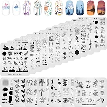 KADS 20pcs Nail Stamp Plates set Nails Art Stamping Plates Leaves Flowers Animal Nail plate Template Image Plate