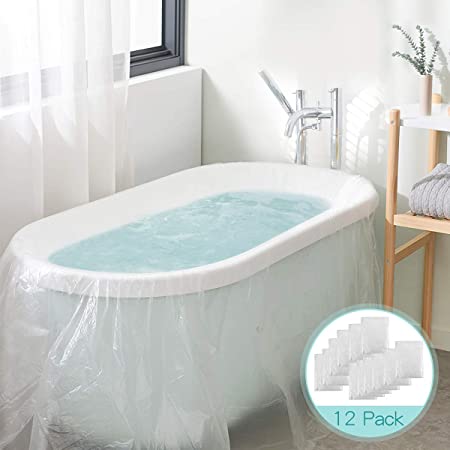 AGPTEK 12 Pack Disposable Bathtub Cover Liner, Large Bathtub Liner Plastic Bag for Salon, Household and Hotel Bath Tubs (102 x47 Inch)
