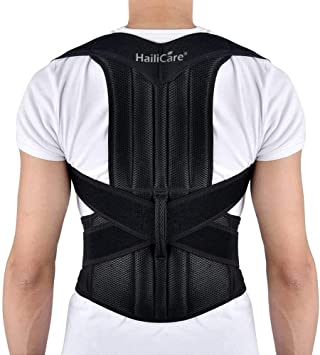 HailiCare Posture Corrector for Men and Women, Upper Back Brace for Clavicle Support, Adjustable Back Straightener Correction for Spinal, Neck, Shoulder & Full Back Pain Relief - Extra Large(Waist 40"-52")