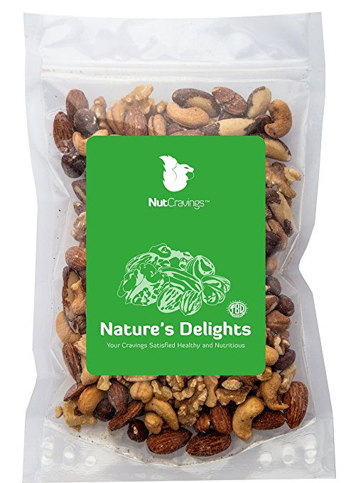 Nut Cravings Mixed Nuts – 100% Natural Raw Walnuts With Roasted & Salted Almonds, Cashews, Brazil Nuts & Hazelnuts – 5LB