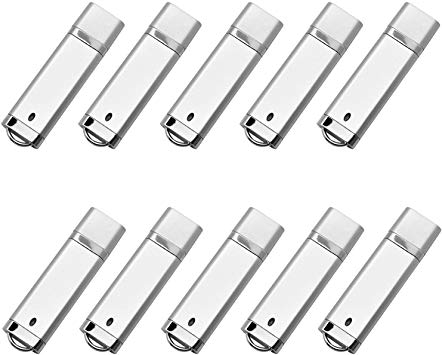 KEXIN 10 Pack 32 GB Flash Drive 32GB USB Flash Drive Thumb Drive USB2.0 Metal Pen Shape Memory Stick Silver 10 Pack