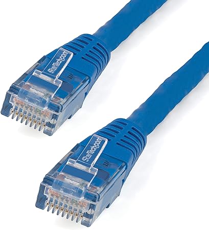 StarTech.com 10ft CAT6 Ethernet Cable - Blue CAT 6 Gigabit Ethernet Wire -650MHz 100W PoE   RJ45 UTP Molded Category 6 Network/Patch Cord w/Strain Relief/Fluke Tested UL/TIA Certified (C6PATCH10BL)