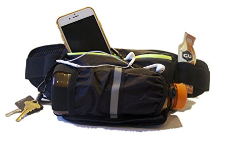 Hydration Running Belt by Peak Gear – Multi-function pocket fits iPhone – Smart design holds your favorite water or sports drink bottle