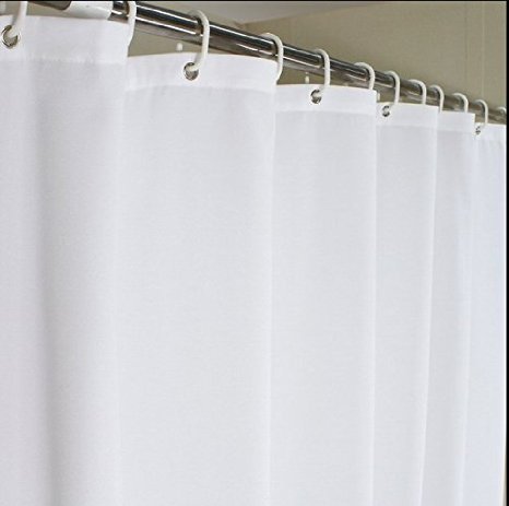 Eforcurtain 72x 78 Hotel Fabric Shower Curtain Waterproof and Mildew Free Bath Curtains Heavy Weight, Pure White