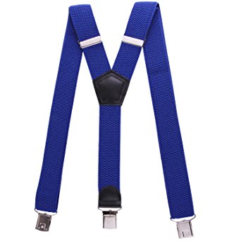 JINIU Mens Suspenders Adjustable Elastic Y Shape Strong Clips Heavy Duty