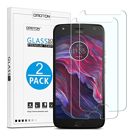 Moto X4 Screen Protector [2 Pack] - OMOTON Tempered Glass Screen Protector for Motorola Moto X 4th Generation with [Anti Scratch] [No-Bubble]