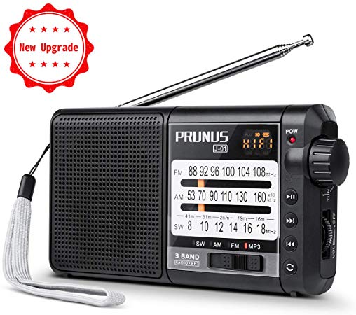 [Upgraded] Battery Operated Portable Radio AM FM Shortwave DSP Radio with Best Reception, Supports Micro-SD Card/TF Card, by PRUNUS