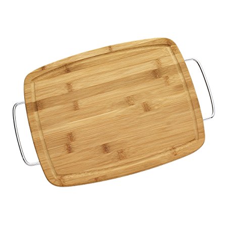 Farberware Bamboo Cutting Board with Metal Handle, 11-Inch-by-14-Inch