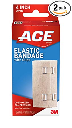 ACE Elastic Bandage with Clips, 4 Inches (Pack of 2)