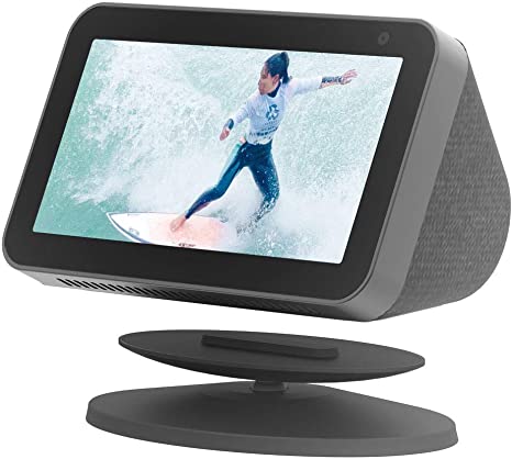 Sintron Adjustable Magnetic Stand Mount, Compatible for Echo Show 5 & Echo Show 8 with 360 Degree Rotation, Tilt Function, and Anti-Slip Base (Black)