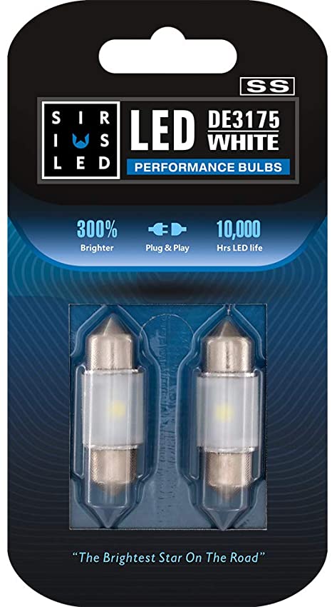 SIRIUSLED - SS DE3175 31MM LED Festoon Bulb for Car Interior, Map, Dome, Courtesy, Door, Trunk, Cargo, License Light with Cylinder Design Smooth Brightness Plug and Play Pack of 2 (White)