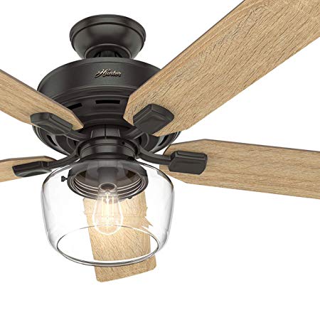 Hunter Fan 52 inch Casual Nobel Bronze Indoor Ceiling Fan with Light Kit and Remote Control (Renewed)