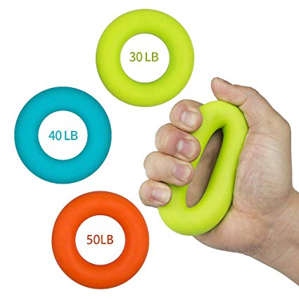 Beaverve Grip Strength Trainer, Hand Strengthener with 30-50lb Resistance, Hand Exerciser Grip Strengthener for Carpal Tunnel, Forearm Grip Workout, Finger Strengthener Extension Exerciser, 3PCS