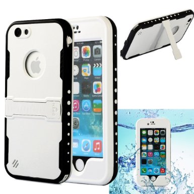 iPhone 6S Plus Waterproof CaseiPhone 6 Plus Waterproof Case Caka Full-Body Underwater Waterproof Shockproof Dirtproof Durable Full Sealed Protection Case Cover With Kickstand For Apple Iphone 6 Plus 55 Inch Case White
