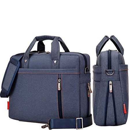 YiYiNoe Double Air-Cushion Protection 17 inch Laptop Shoulder Bag/Briefcase Bag/Handbag/Message Bag Extensible Thickness Blue