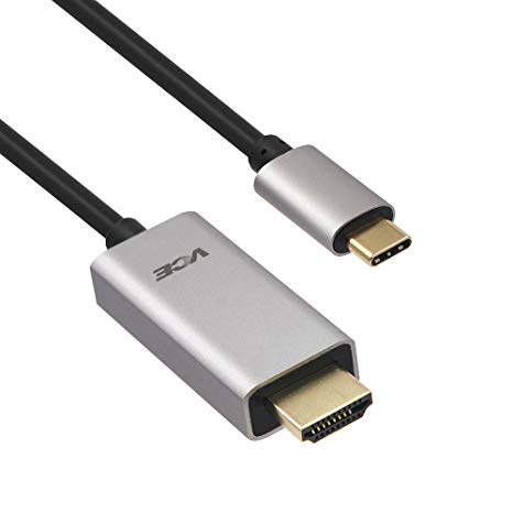 VCE Type C to HDMI Cable,4K@60HZ, 6ft/1.8m(Thunderbolt 3 Compatible) USB C to HDMI Cable for 2016/2017 MacBook Pro, Dell XPS 13 & 15, Surface Book 2, Google ChromeBook Pixel, Galaxy S8/S8 /Note 8