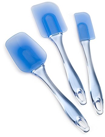 VESLA Silicone Spatula Set of 3 different shapes with Plastic Handle Blue Spatula