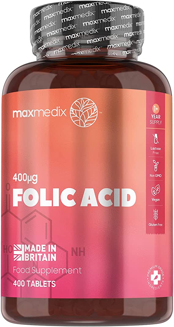 Folic Acid 400 MCG- 400 Vegan Folic Acid Tablets (13 Month Supply) - B9 Vitamin - Post & Pre Pregnancy Vitamins for Women - Natural Folate Supplement - Immune System & Prenatal Care -Gentle On Stomach