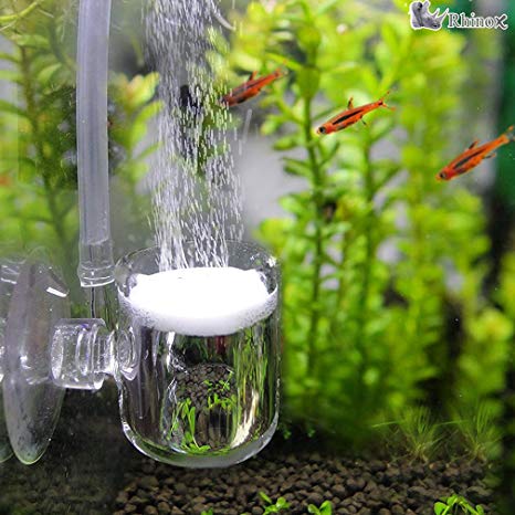 Co2 Diffuser with Suction Cup - Glass Reactor for Aquarium Plants - Compatible with co2 Tanks and DIY Yeast Bottle - for 20 Gallon Tank