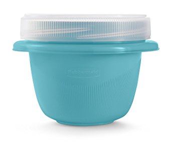 Rubbermaid TakeAlongs On-the-Go 2 Cup Twist & Seal Food Storage Container with Tray Insert, Blue, 2 Pack