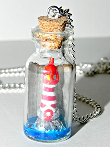 Lighthouse With Song, Bottle Necklace, Handmade