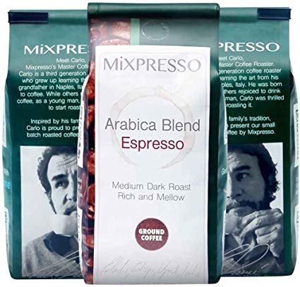 Ground Espresso Coffee Blend by Mixpresso, 100% Made in Italy 2.5LB (4 Bags of 10oz)