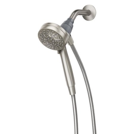 Moen 26100srn Magnetix Handheld Shower Head Featuring Magnetic Holder Technology, 6 High Pressure Functions & 60 Inch Long Metal Hose - Brushed Nickel