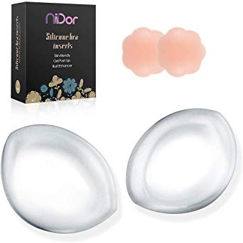 Niidor Silicone Bra Inserts, Clear V-Shaped Breast Enhancers Waterproof Bra Push Up Pads for Bikini Swimsuit