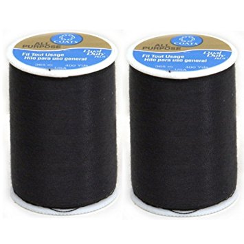 Coats & Clark Dual Duty All-Purpose Thread 400 Yds: Black (ONE spool of yarn) (2)