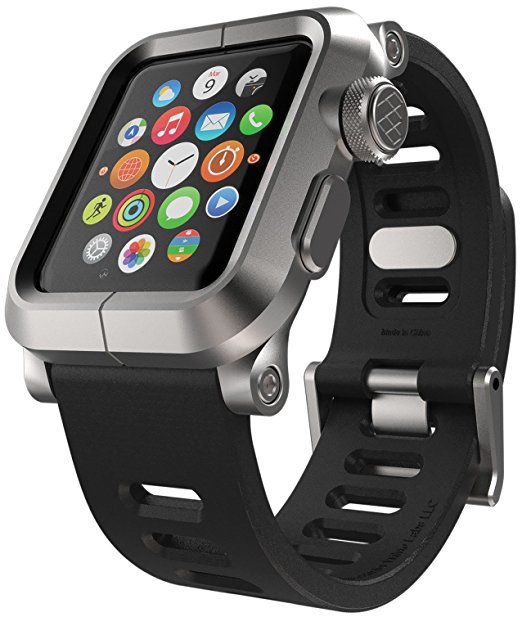 LUNATIK EPIK Aluminum Case and Silicone Strap for Apple Watch Series 1, Silver/Black