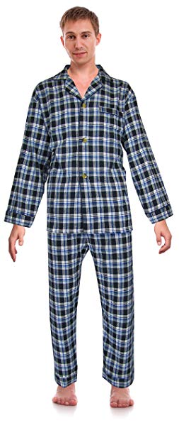 RK Classical Sleepwear Men’s 100% Cotton Flannel Pajama Set,