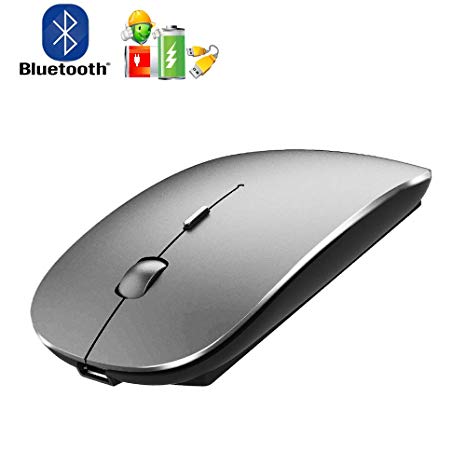 Rechargeable Bluetooth Mouse for Laptop Mac Pro Air Bluetooth Wireless Mouse for MacBook pro MacBook Air MacBook Mac Window Laptop (Gray)