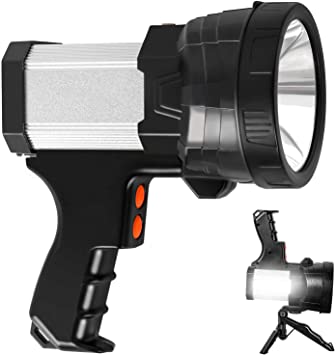 Sanlinkee Rechargeable Spotlight,LED Spotlight Flashlight Super Bright 6000 Lumens Handheld Spotlight 9600mAh Long Lasting Large Flashlight Searchlight Outdoor Waterproof Flood Camping Flashlight