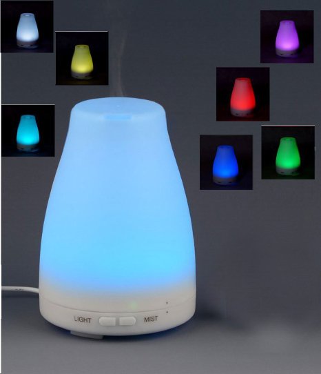 Essential Oil Diffuser Vaporizer MOKOQI Aromatherapy Ultrasonic Cool Mist Humidifier 100ml with 7 Color LED Lights Changing and Waterless Auto Shut-off Fuction for Home Office Bedroom Room