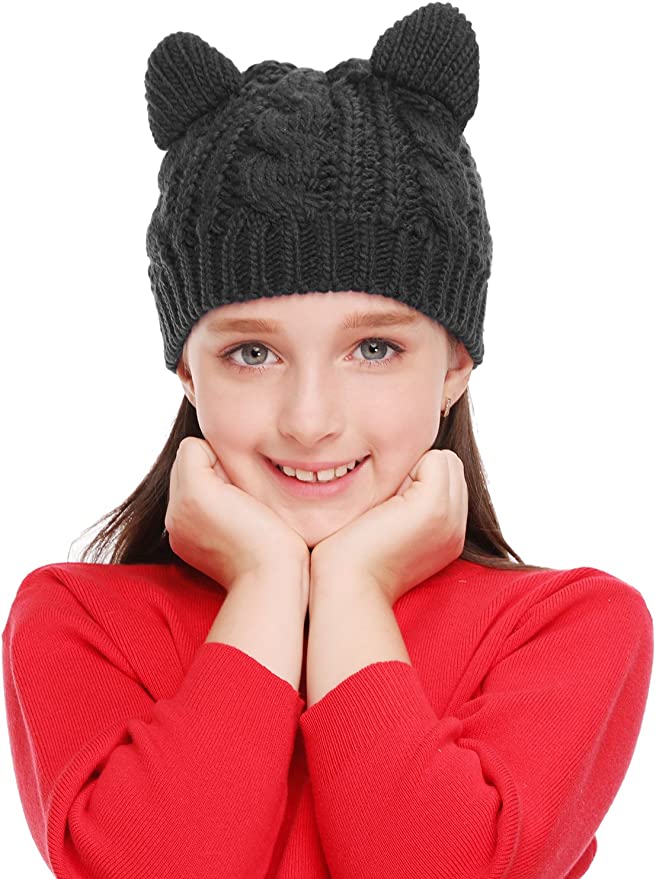 Bellady Women's Hat Cat Ear Crochet Braided Knit Caps