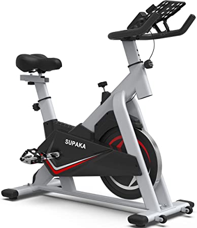 SUPAKA Spin Bike, Indoor Cycling Bike Stationary, Exercise Bike for Home Cardio Gym, with Magnetic Resistance, 35 LBS Flywheel, Thickened Frame Upgraded Version (Grey)