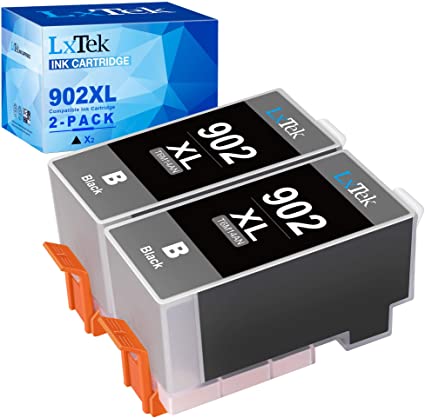 LxTek Compatible Ink Cartridge Replacement for HP 902XL 902 Black to use with Officejet 6978 6968 6962 6954 6975 Printers (2 Pack)