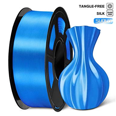 SUNLU PLA Silk Blue Filament 1.75mm 3D Printer Filament, 1KG 2.2 LBS Spool 3D Printing Material, Shiny Metallic PLA Silk Filament