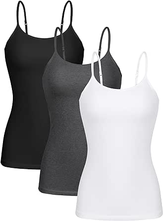 ATTRACO Women's Cotton Camisole Shelf Bra Spaghetti Straps Tank Top