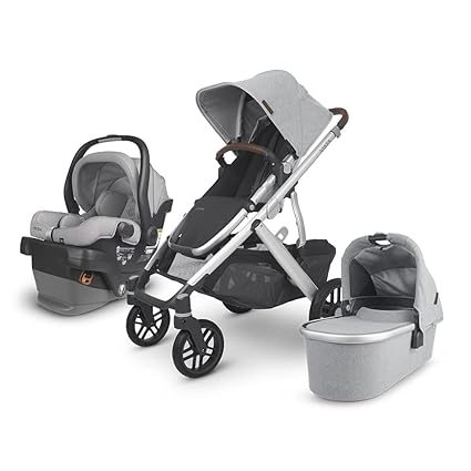 Vista V2 Stroller -Stella (Grey Brushed mélange/Silver/Chestnut Leather)   MESA V2 Infant Car Seat - Stella (Grey)